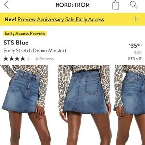 STS blue denim raw hem skirt size 32